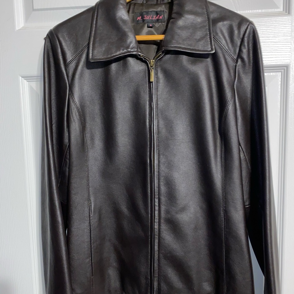 M Julian Genuine Leather Brown Jacket with 2 pockets